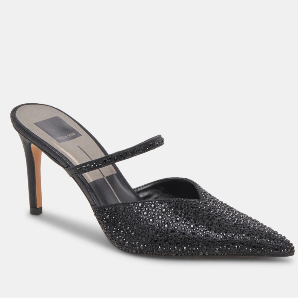 Dolce Vita Black Heels with Rhinestones